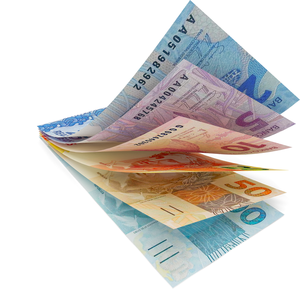 brazilian money banknotes in 3d render